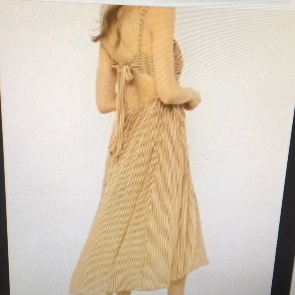 AMUSE SOCIETY/WHITEw BROWN & NAVY STRIPE OPEN LOW TIE BACK/MAXI DRESS/NEW